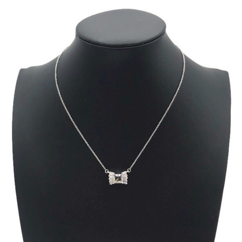 Kate Spade NY Le Soir Crystal Bow Necklace Silver